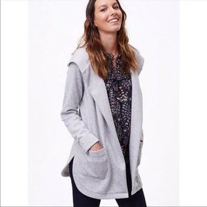 LOFT gray speckled open front hoodie sweatshirt
